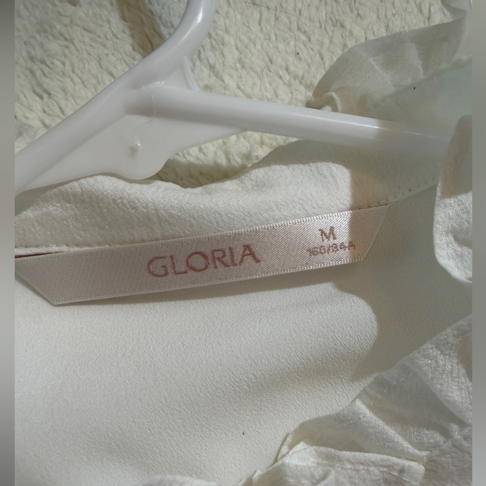 White Ruffled Button-Up Blouse - Picture 3 of 7